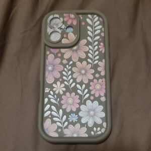 Floral Pattern iPhone 16 Case - Gray and Pink